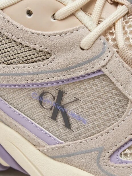 RETRO TENNIS Sneakers tessuto mesh e pelle suede beige - Scarpe Donna