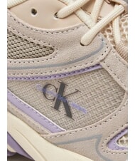 CALVIN KLEIN RETRO TENNIS Sneakers tessuto mesh e pelle suede beige - Scarpe Donna - 3