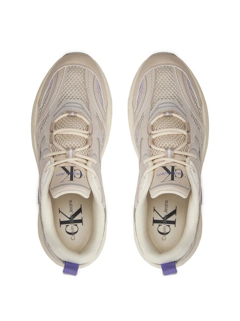 RETRO TENNIS Sneakers tessuto mesh e pelle suede beige - Scarpe Donna