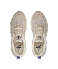 CALVIN KLEIN RETRO TENNIS Sneakers tessuto mesh e pelle suede beige - Scarpe Donna - 5