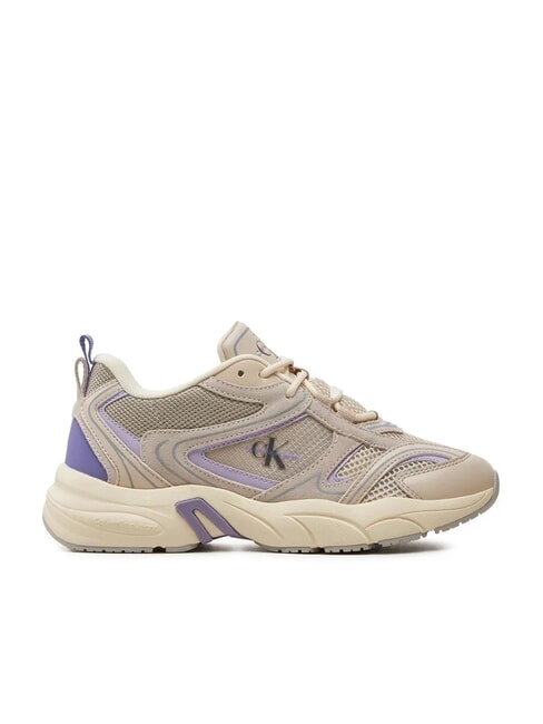 RETRO TENNIS Sneakers tessuto mesh e pelle suede beige - Scarpe Donna