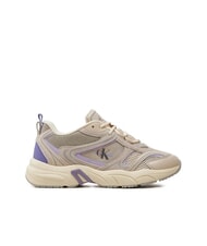 CALVIN KLEIN RETRO TENNIS Sneakers tessuto mesh e pelle suede beige - Scarpe Donna - 2