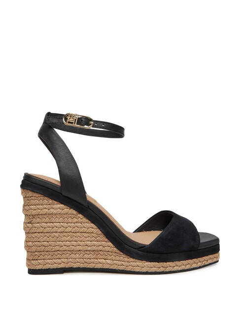 TH MONOGRAM Sandali alti in pelle con zeppa black - Scarpe Donna