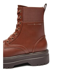 TOMMY HILFIGER TH ELASTIC RIB LACEUP Scarponcini stringati in pelle cognac brown - Scarpe Donna - 3