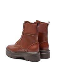 TOMMY HILFIGER TH ELASTIC RIB LACEUP Scarponcini stringati in pelle cognac brown - Scarpe Donna - 5