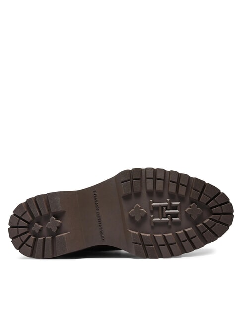 TH ELASTIC RIB LACEUP Scarponcini stringati in pelle cognac brown - Scarpe Donna