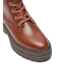 TOMMY HILFIGER TH ELASTIC RIB LACEUP Scarponcini stringati in pelle cognac brown - Scarpe Donna - 4