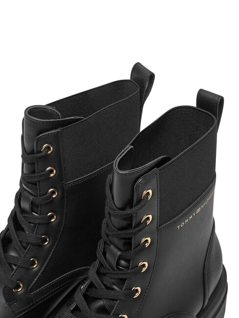 TH ELASTIC RIB LACEUP Scarponcini stringati in pelle black - Scarpe Donna