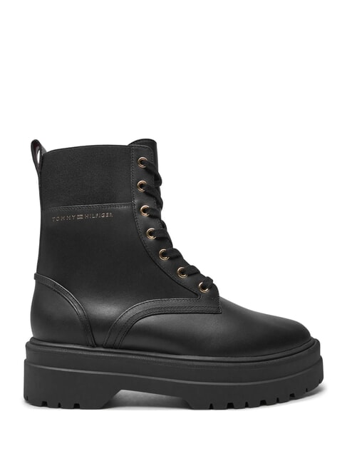 TH ELASTIC RIB LACEUP Scarponcini stringati in pelle black - Scarpe Donna