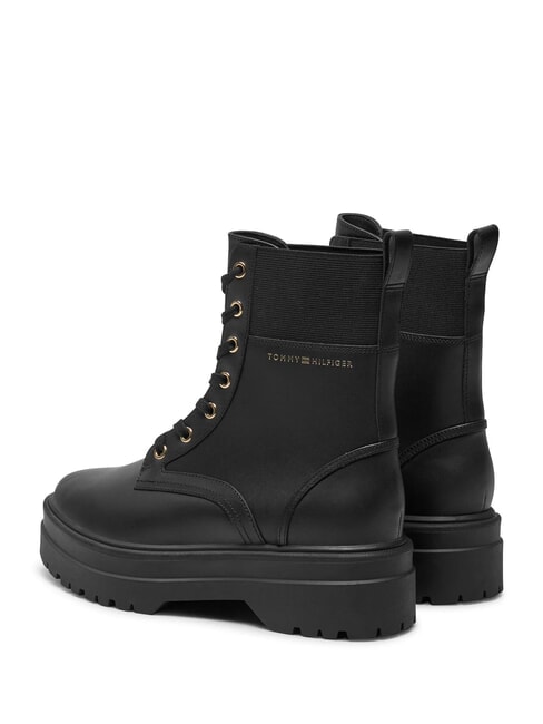 TH ELASTIC RIB LACEUP Scarponcini stringati in pelle black - Scarpe Donna