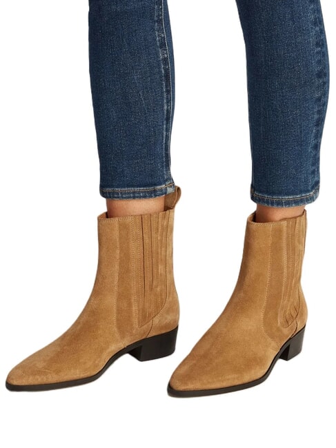 COWBOY CHELSEA Stivaletti a punta in pelle scamosciata khaki - Scarpe Donna