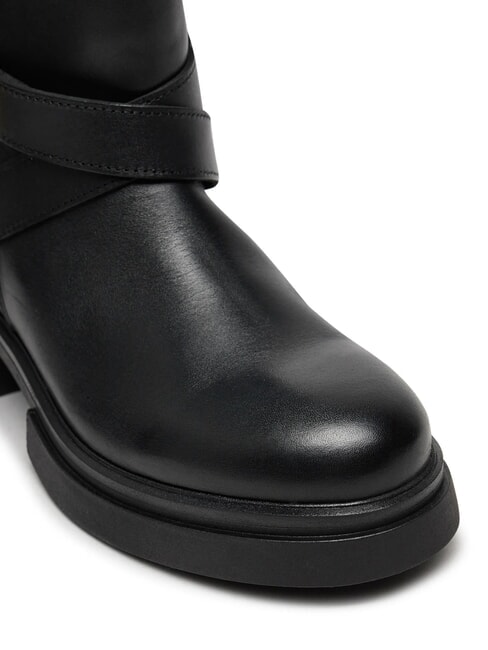 BIKER Stivaletti in pelle con fibbia black - Scarpe Donna