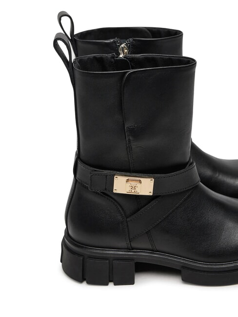 BIKER Stivaletti in pelle con fibbia black - Scarpe Donna