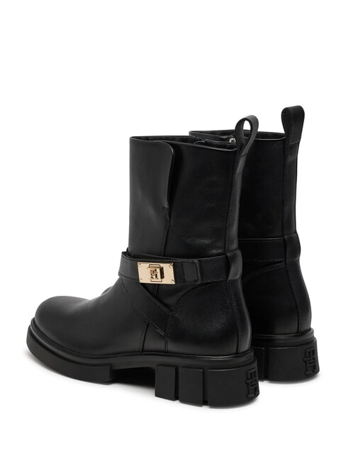 BIKER Stivaletti in pelle con fibbia black - Scarpe Donna