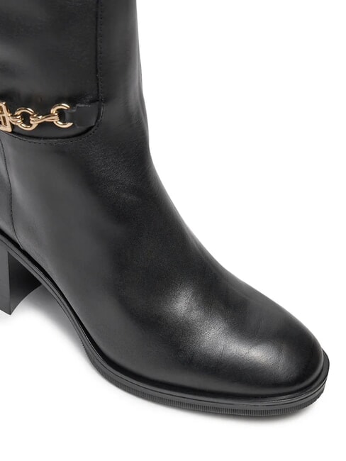 TH CHAIN Stivali alti in pelle con catena black - Scarpe Donna
