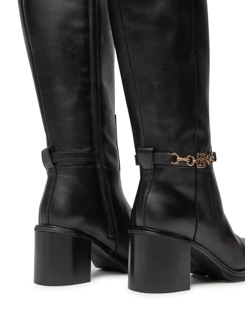 TH CHAIN Stivali alti in pelle con catena black - Scarpe Donna