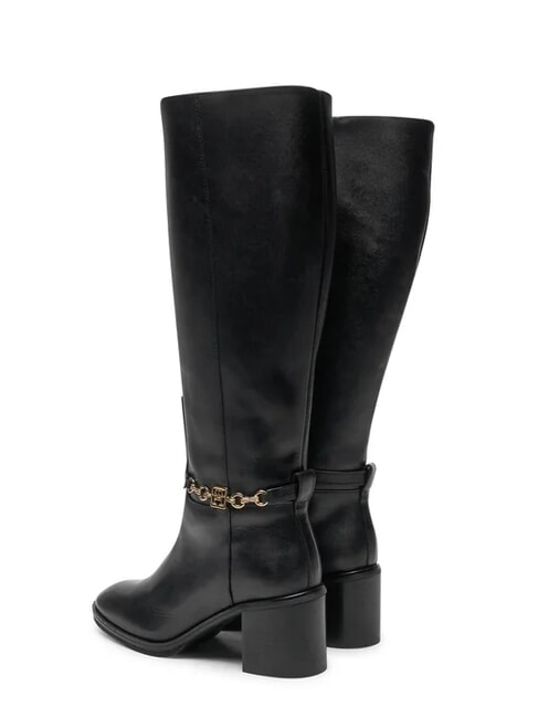 TH CHAIN Stivali alti in pelle con catena black - Scarpe Donna
