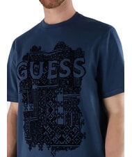 GUESS FLOCK T-shirt manica corta regular fit endless blue - T-shirt Uomo - 3