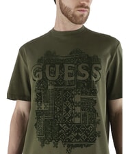 GUESS FLOCK T-shirt manica corta regular fit olive morning - T-shirt Uomo - 2