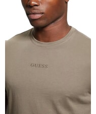 GUESS PIMA T-shirt in cotone logo ricamato walnut shell - T-shirt Uomo - 3