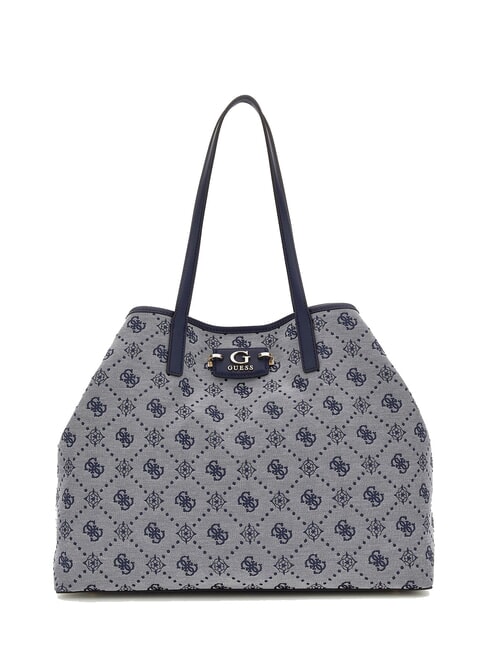 NEDA Borsa shopper in tessuto jacquard con pochette navy logo - Borse Donna
