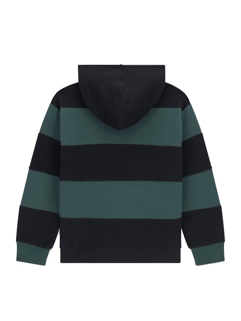 KIDS Felpa bambino a strisce con cappuccio green/black combo - Felpe Bambini