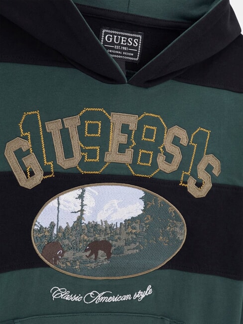 KIDS Felpa bambino a strisce con cappuccio green/black combo - Felpe Bambini