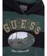 GUESS KIDS Felpa bambino a strisce con cappuccio green/black combo - Felpe Bambini - 3
