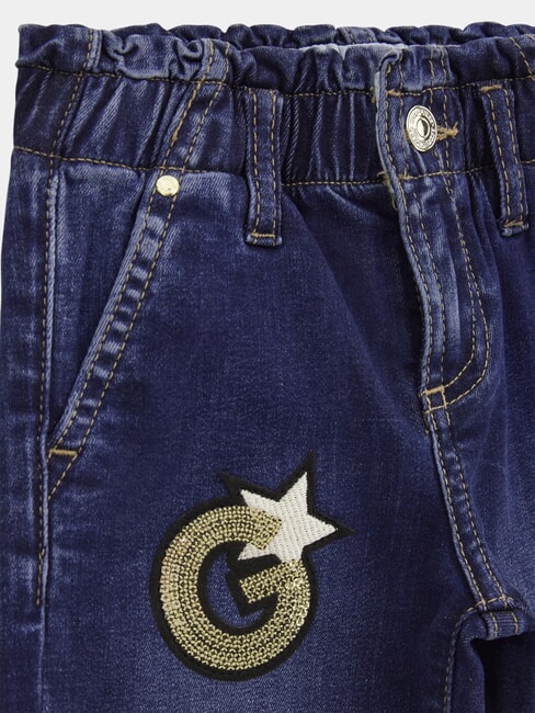 KIDS MINI ME Jeans da bambina con patch strass shiny letters baby w - Pantaloni bambini