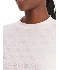 GUESS MOCK NECK ALL OVER 4G T-shirt slim fit con strass delicate pink - T-shirt e Top Donna - 3
