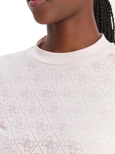 MOCK NECK ALL OVER 4G T-shirt slim fit con strass delicate pink - T-shirt e Top Donna