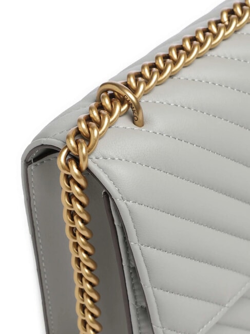 CLASSIC LOVE ONE Borsa in pelle nappa grigio perla-antique gold - Borse Donna