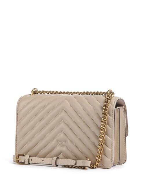 MINI LOVE BAG Borsa one chevron beige-grigio fumo-antique gold - Borse Donna