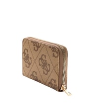 GUESS LAUREL 2 Portafoglio medio zip stampa logo 4G latte logo/brown - Portafogli Donna - 3