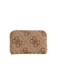 GUESS LAUREL 2 Portafoglio medio zip stampa logo 4G latte logo/brown - Portafogli Donna - 4