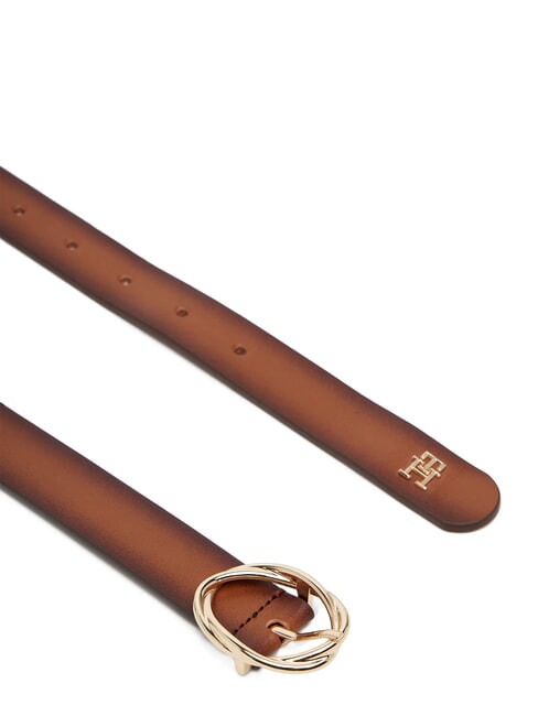 TH CHIC BURNISHED Cintura da donna in pelle cognac / sugarcane mono - Cinture