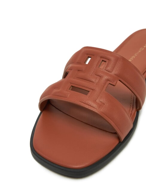 TH LOGO STRAP Ciabattine basse in pelle cinnamon bark - Scarpe Donna