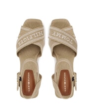 TOMMY HILFIGER TH Sandali alti in canvas con zeppa horseradish - Scarpe Donna - 4