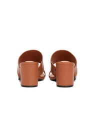 TOMMY HILFIGER TH Sandalo mule in pelle taco largo cinnamon bark - Scarpe Donna - 6