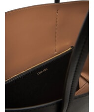 CALVIN KLEIN EMBOSSED LOGO Borsa a spalla black/toasted coconut - Borse Donna - 4