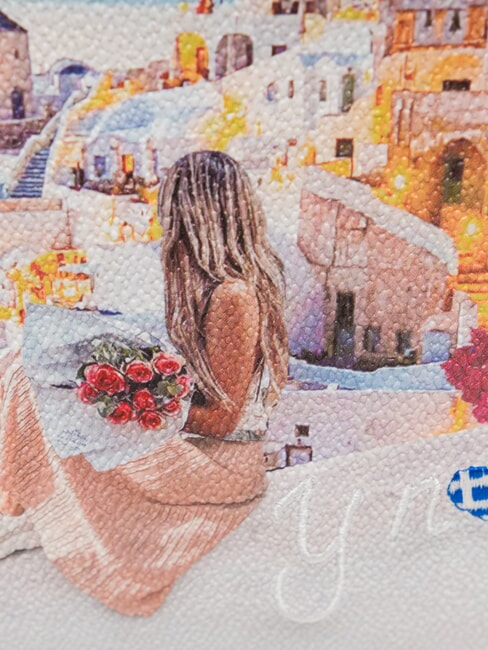 YESBAG Pochette con tracolla metallica greece sunset - Borse Donna