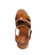 TOMMY HILFIGER TH Sandali pelle alti zeppa espadrillas cognac brown - Scarpe Donna - 4