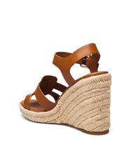 TOMMY HILFIGER TH Sandali pelle alti zeppa espadrillas cognac brown - Scarpe Donna - 5