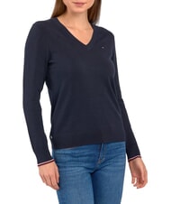 TOMMY HILFIGER TH Pullover da donna scollo a V desert sky - Maglie Donna - 3