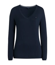 TOMMY HILFIGER TH Maglione donna con scollo a V blue - Maglie Donna - 4