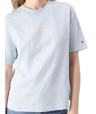 TOMMY HILFIGER OUTLINE FLAG TEE T-shirt a maniche corte regular fit ice blue heather - T-shirt e Top Donna - 3