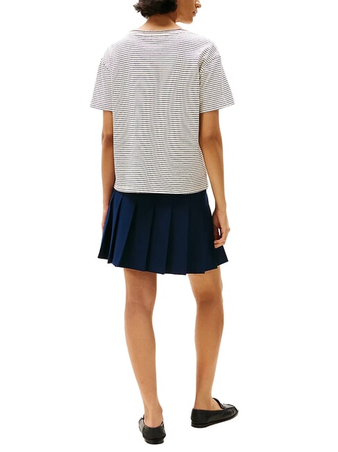 TH T-shirt relaxed fit con scollo a V cream/dark blue stp - T-shirt e Top Donna