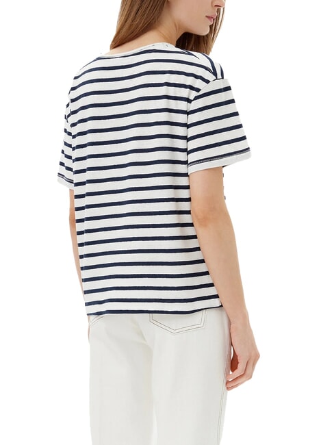 TH T-shirt relaxed fit con scollo a V breton ecru/dark night navy stp - T-shirt e Top Donna