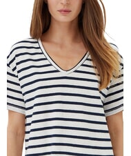 TOMMY HILFIGER TH T-shirt relaxed fit con scollo a V breton ecru/dark night navy stp - T-shirt e Top Donna - 3