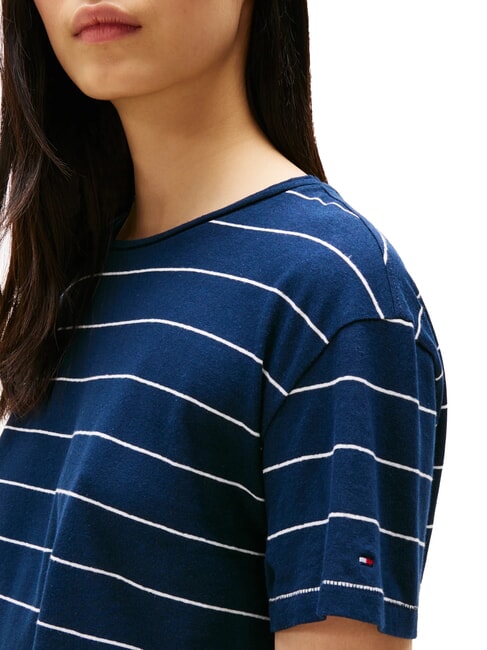 TH MODERN T-shirt con stampa misto lino breton ecru/dark night navy stp - T-shirt e Top Donna